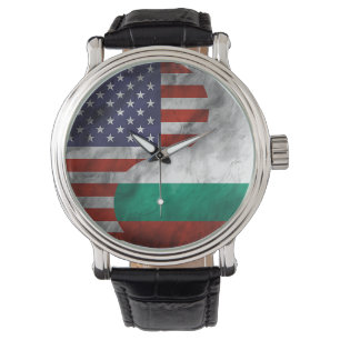 Montre Etats-Unis et Bulgarie Double Drapeau Yin Yang Cad