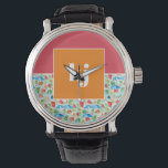 Montre Été amusant Monogramme élégant<br><div class="desc">Aquarelles d'été colorées mélangées avec blocage de couleurs audacieuses et votre monogramme. Passez des couleurs pour ajouter un peu de gaieté. Célébrez le dynamisme de l'été avec une palette de couleurs captivante. Ces tons vifs et enchanteurs se marient harmonieusement, évoquant l'esprit joyeux de la saison et créant une ambiance visuellement...</div>
