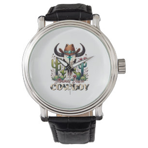 Montre Été en bas Cowboy Cow Crâne cactus de l'Ouest
