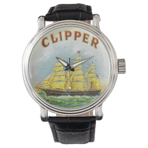 Montre Étiquette vintage de boîte à cigares de bateau