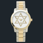 Montre Étoile d'or de David<br><div class="desc">Golden Star of David N'hésitez pas à ajouter vos propres mots et/ou photos à cet article via les grands outils de personnalisation de Zazzle. Cette conception est également disponible sur des dizaines d'autres produits. Merci de vous être arrêté ! Que Dieu vous bénisse !</div>