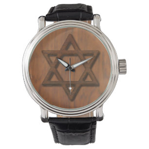 Montre Étoile en bois sculpté de David