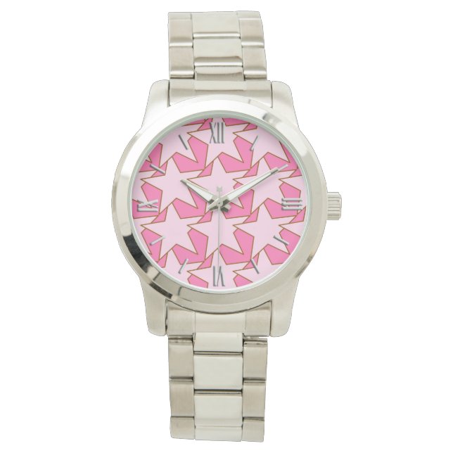 Montre Étoile géométrique moderne - rose clair et profond (devant)