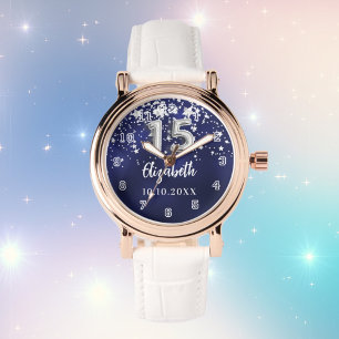 Montre étoiles bleu marine de Quinceanera