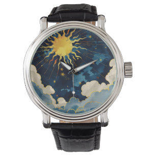 Montre Étoiles célestes et nuages bleus modernes