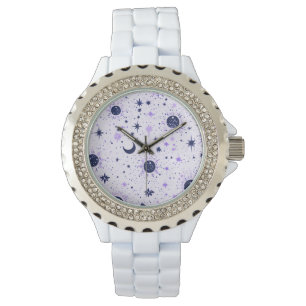 Montre Étoiles célestes noires et violettes