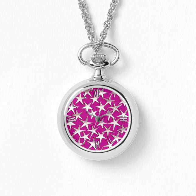 Montre étoiles d'argent sur améthyste violet (Recto)