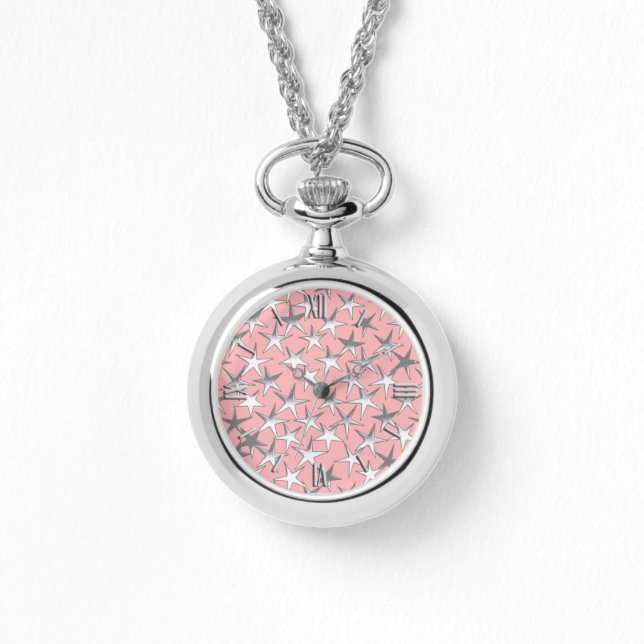 Montre Étoiles d'argent, sur rose coquille (Recto)