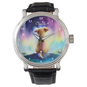 Montre Étoiles de chien assis mignonne Nebula Aquarelle p