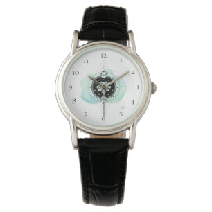 Montre *~* Étoiles de lune spirituelle Lotus Géométrie sa
