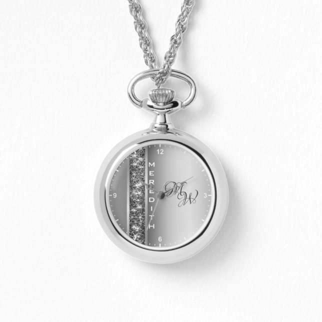 Montre Étoiles de Parties scintillant argent moderne Nom  (Recto)