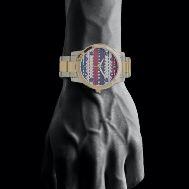 Montre Étoiles et rayures - Patriotique - Rouge Bleu Bleu (Créateur téléchargé)