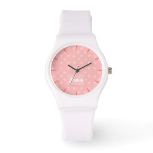 Montre Étoiles sur Monogramme rose ou nom personnalisé
