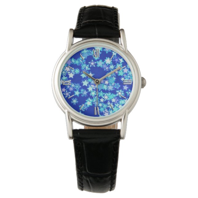 Montre Étoiles, tons bleu pâle contre bleu foncé (devant)