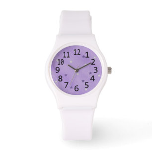 Montre Etoiles violettes et argentées Lavender Nombre Mon