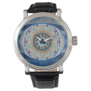 Montre "Evil Eye" avec bracelet en cuir Vintage