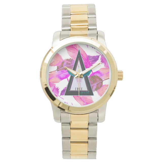 Montre eWatch Flamingo Pnk à Plumes Esprit Libre (devant)