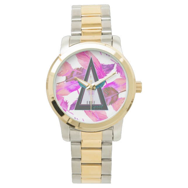 Montre eWatch Flamingo Pnk Plumes Esprit Libre (devant)