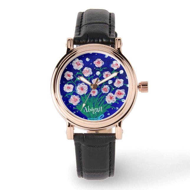 Montre eWatch Florale Peinte à la Main de Style  (Recto)