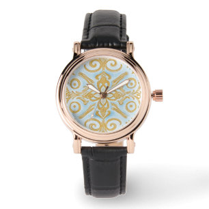 Montre eWatch motif mosaïque or bleu