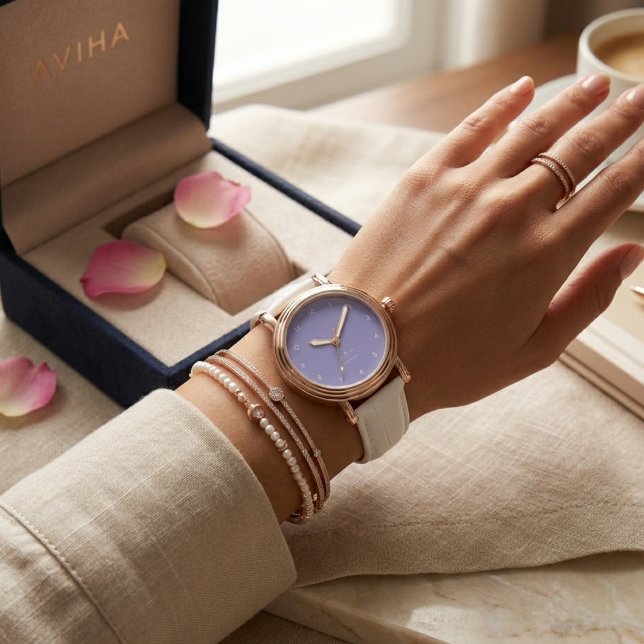 Montre eWatch personnalisée avec initiales violet  (Créateur téléchargé)