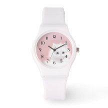 eWatch - Sweet White Fluffy Kitty sur rose