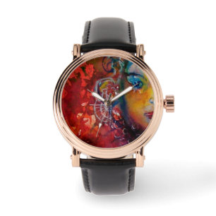Montre EXCALIBUR Arthurien Légende Aquarelle rouge
