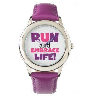 Montre Exécuter Embrasser la vie rose pourpre