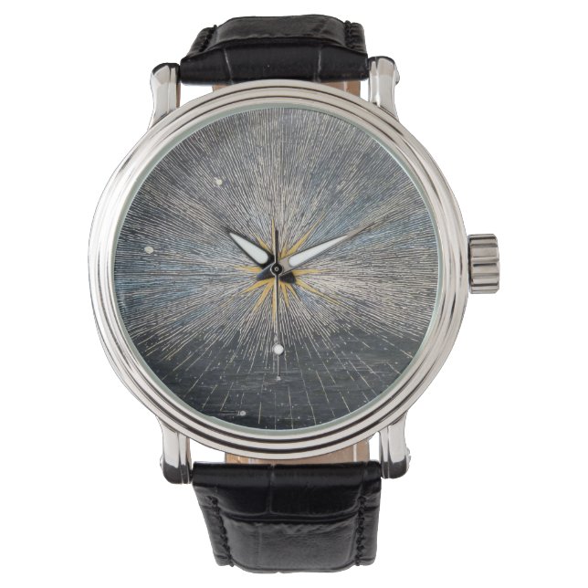 Montre Explosion Stellaire Jaune Abstraite Mystique Céles (devant)