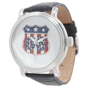 Montre Fabriqué en Amérique Bouclier Vintage Cuir Héritag