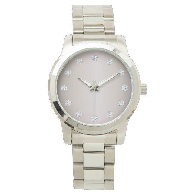 Montre Face Et Diamants Argent Élégants (devant)