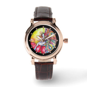 MONTRE FAIRY TITANIA ASSIS SUR UNE FLEURS ROUGE