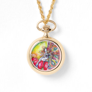 MONTRE FAIRY TITANIA SUR LA FLEUR ROUGE