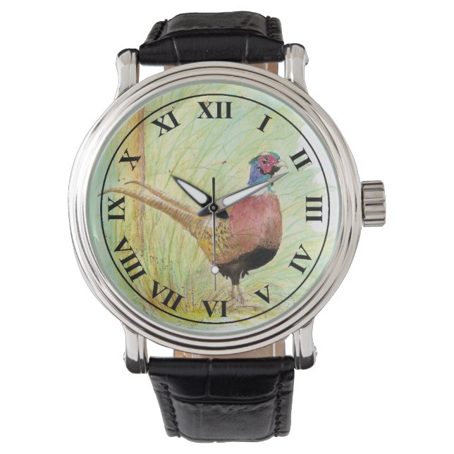 Montre Faisan à collier à l'aquarelle Gibier (devant)