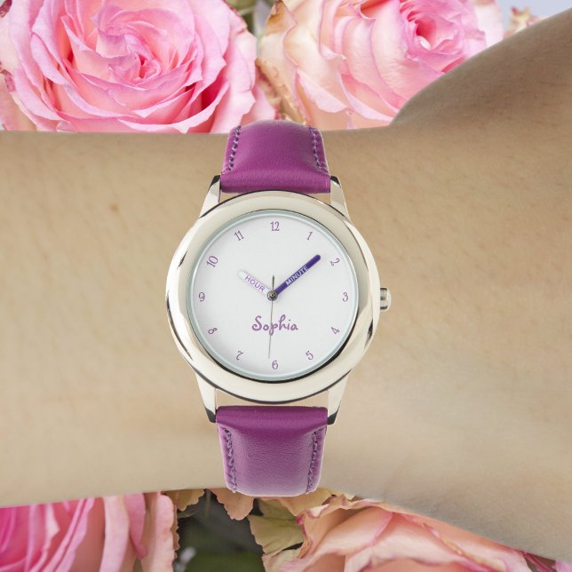 Montre Faites mignonne Jolie Filles Violettes Nom Fille C (Make Cute Pretty Purple Girls Name Girly Chic Kids Watch)