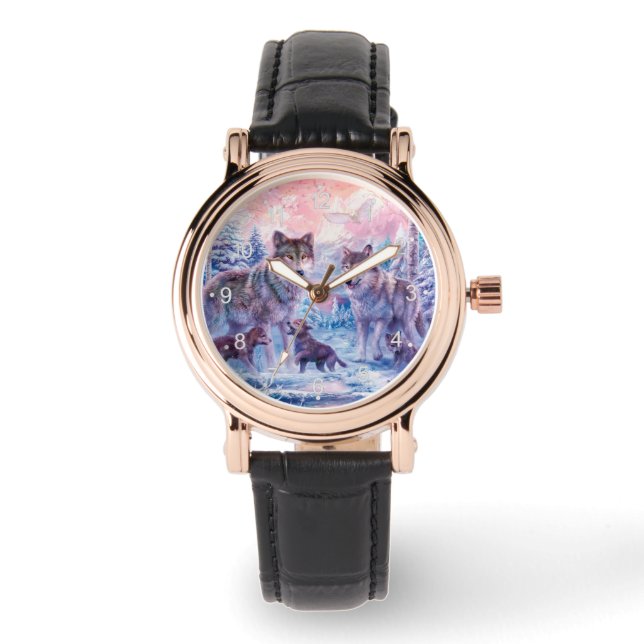 Montre Famille De Loups Peinture (Recto)