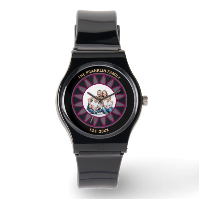 Montre Famille Maman Papa Photo Nom Année Personnaliser (Recto)