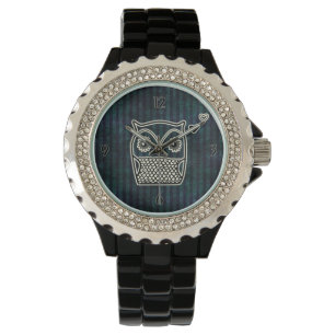 Montre Fantaisie grunge bleue de hibou