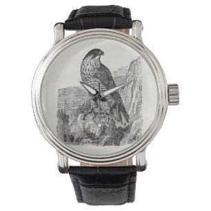 Montre Faucon pèlerin vintage Oiseaux rétro personnalisés