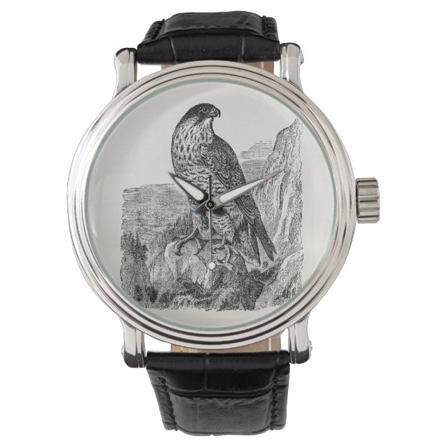 Montre Faucon pèlerin vintage Oiseaux rétro personnalisés (devant)