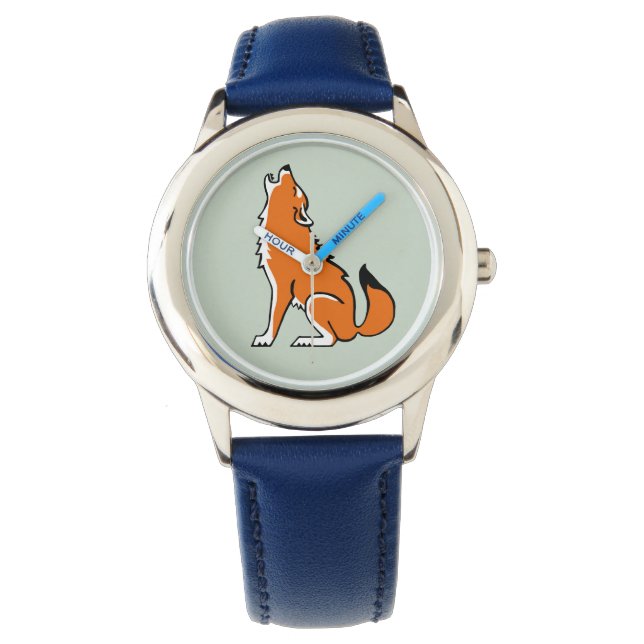 Montre Faune - Howling Red WOLF - Amoureux des animaux - (devant)