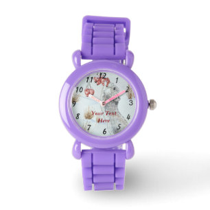 Montre faune mignonne de scène de neige de souris en boi