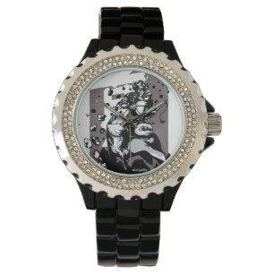 Montre Fausse pierre d'Akita avec l'émail noir