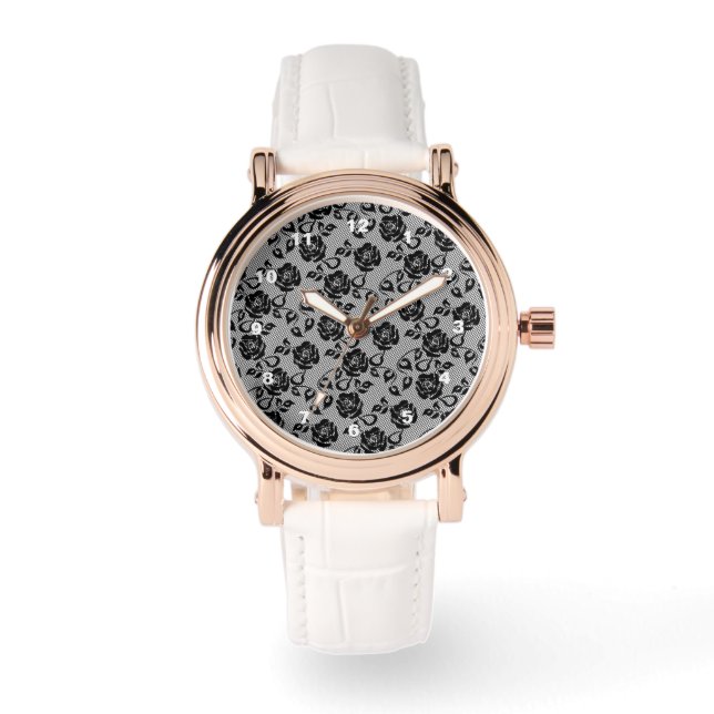 Montre Faux Black Lace Rose Regarder Pêche (Recto)