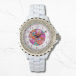 Montre Faux colorées Brodées Florales Élégantes femmes<br><div class="desc">Faux coloré brodé Floral Elegant Womans Watches dispose d'une tendance florale moderne imitation broderie colorée en rose,  violet,  orange,  bleu et jaune. Créé par Evco Studio www.zazzle.com/store/evcostudio</div>