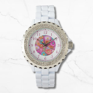 Montre Faux colorées Brodées Florales Élégantes femmes