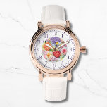 Montre Faux colorées Brodées Florales Stylish Femmes<br><div class="desc">Faux coloré brodé Floral élégant Womans Watches présente une tendance florale moderne imitation broderie colorée en rose,  violet,  orange et rouge sur un arrière - plan vert pastel. Créé par Evco Studio www.zazzle.com/store/evcostudio</div>