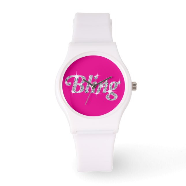 Montre Faux diamant sur rose Bling design Watch (Recto)