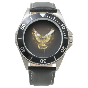 Montre Faux Gold Foil Peace Dove en noir