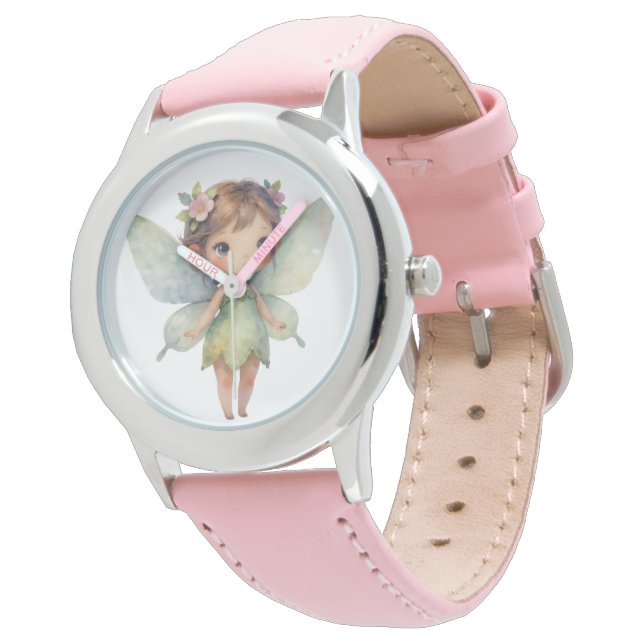 Montre Fée de la Forêt Enchantée : lutin vert pastel (Incliné)